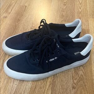 Adidas Men's Dark Blue and White Sneakers